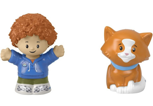 Fisher Price - Little People - Curly Red Hair Kid and Orange Cat