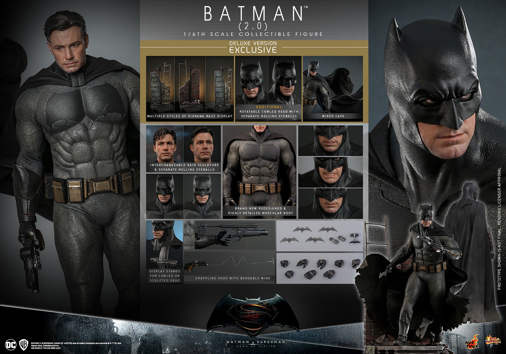 ホットトイズBATMAN (2.0) Deluxe Version Hot Toys: Batman v Superman- Batman 2.0 (Deluxe) *Pre-order